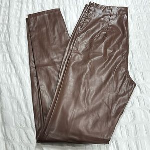 Faux Leather Brown Pants